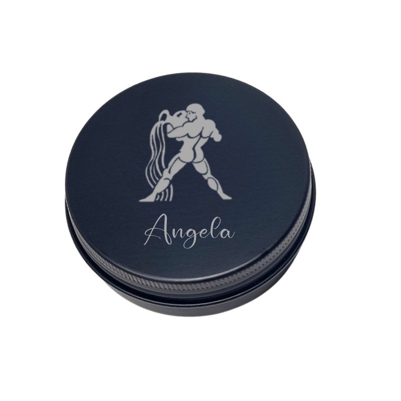 Engraved Zodiac Storage Tin Jar 2oz, Astrology Keepsake Container for Mini Gifts