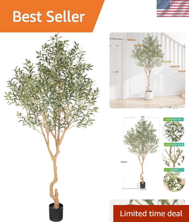 Tall Faux Olive Tree，8ft（96in） Realistic Potted Silk Artificial Olive Tree， F…