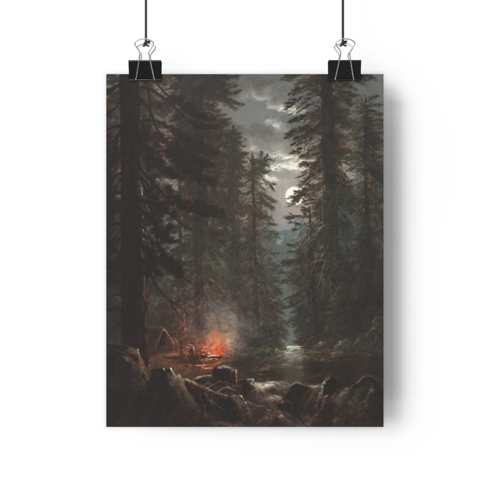 Campfire in the Redwoods 1876 Edwin Deakin Fine Art Print California Wilderness