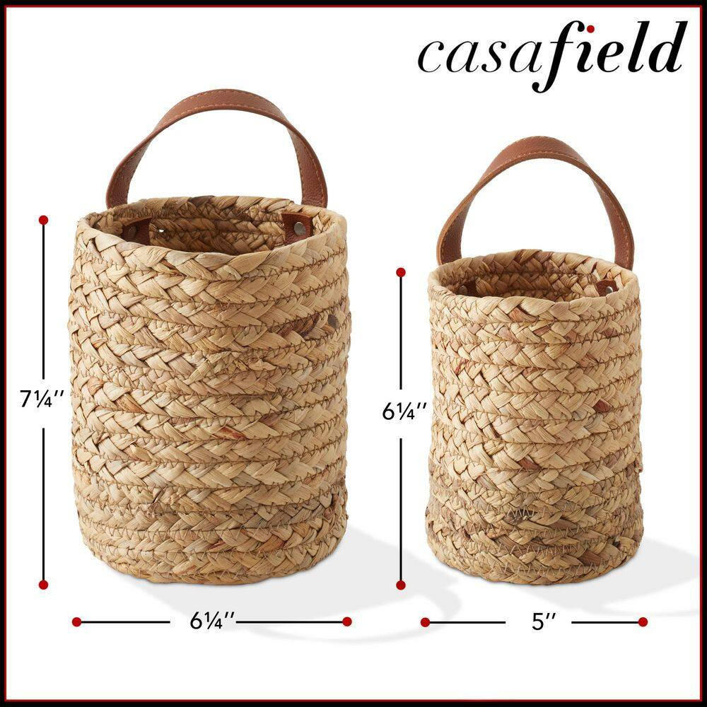 Brown Natural 6.25 In. X 7.25 In. Wicker Hyacinth Wall Hanging Decorative Basket