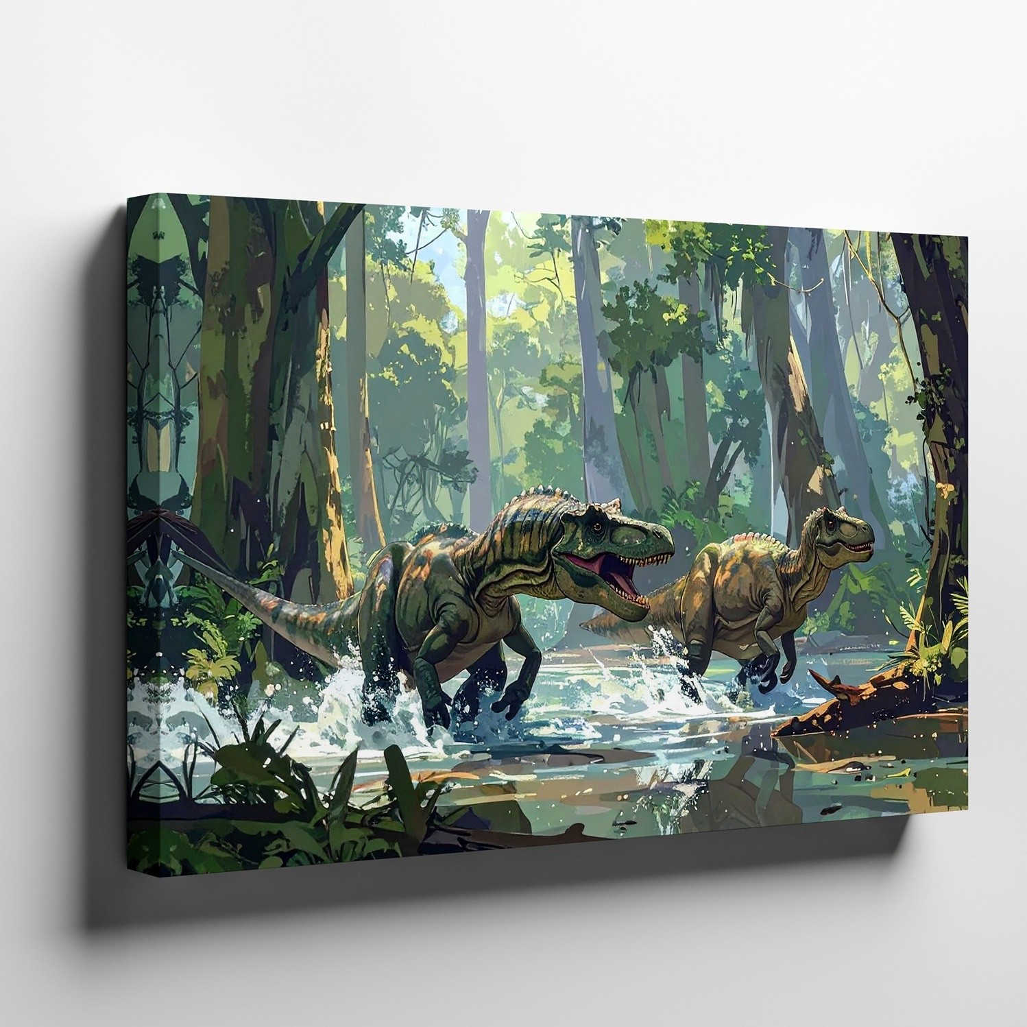Wall Art Canvas Two Large Predatory Dinosaurs Likely Tyrannosaurus Rexes