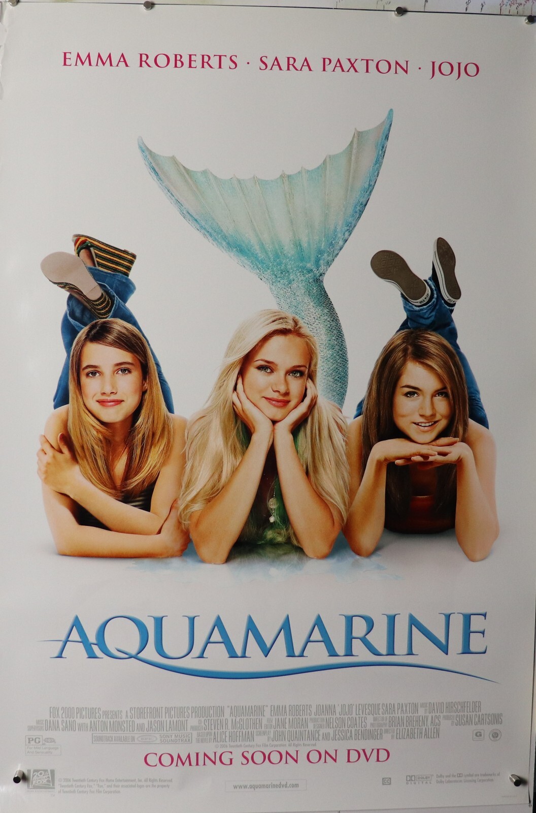 AQUAMARINE Movie POSTER 27&Prime;X40&Prime; Emma Roberts, JoJo, Sara Paxton NOS (b980)