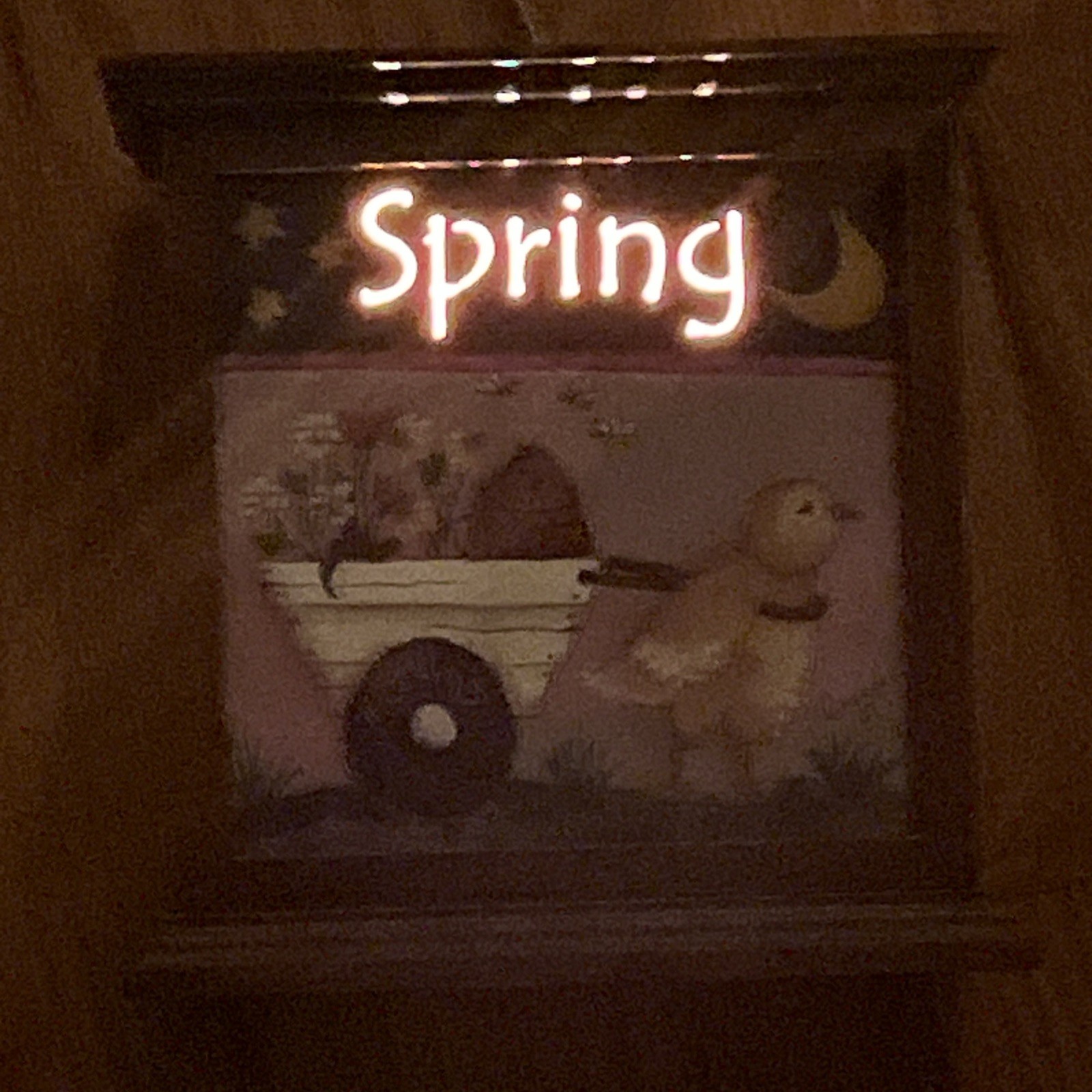 Hand Painted Folk Art Four Seasons Light Up Box-Spring Summer-Fall-Winter