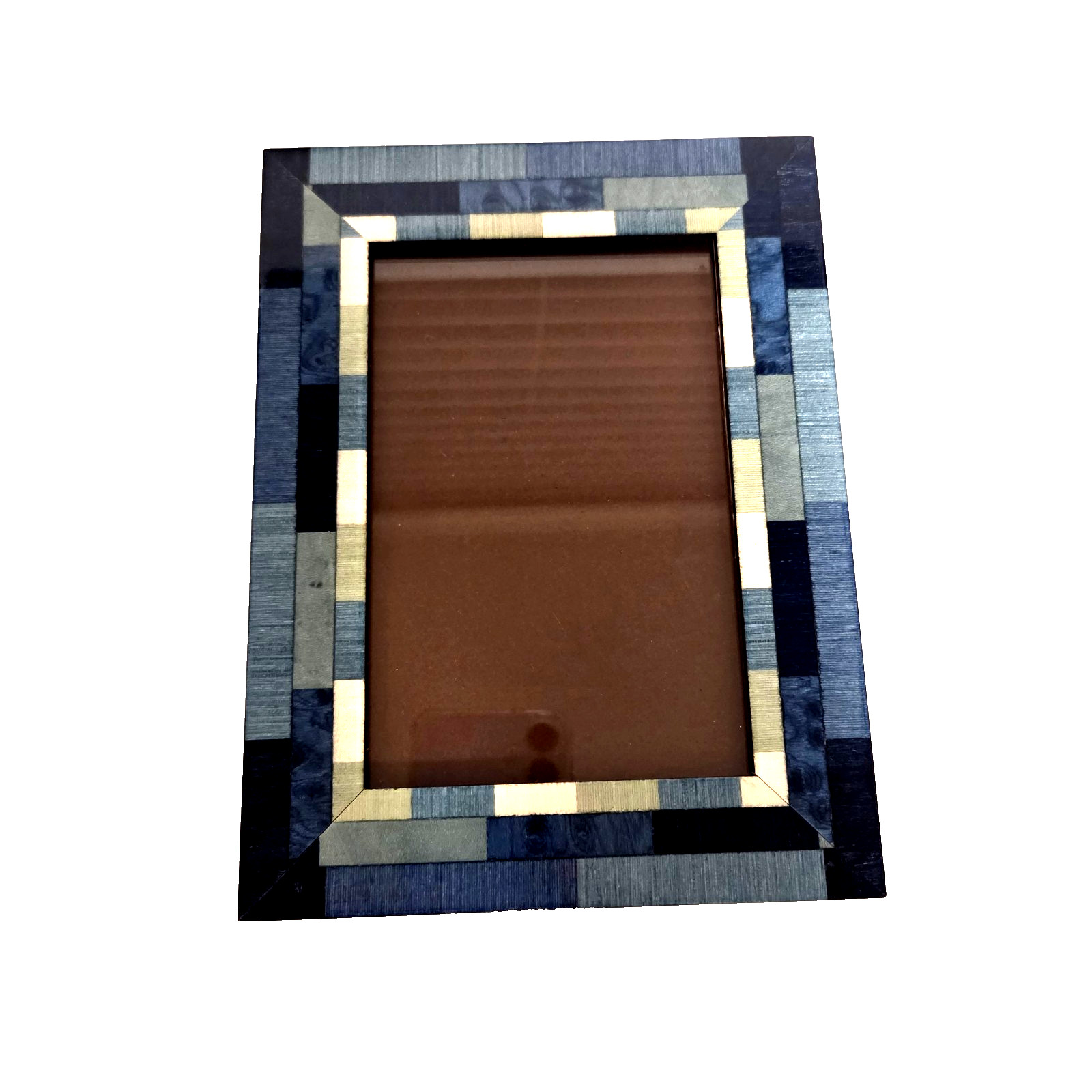 Natalini Italian Picture Frame Marquetry Wood Inlay Blues & Ivory 4 x 6