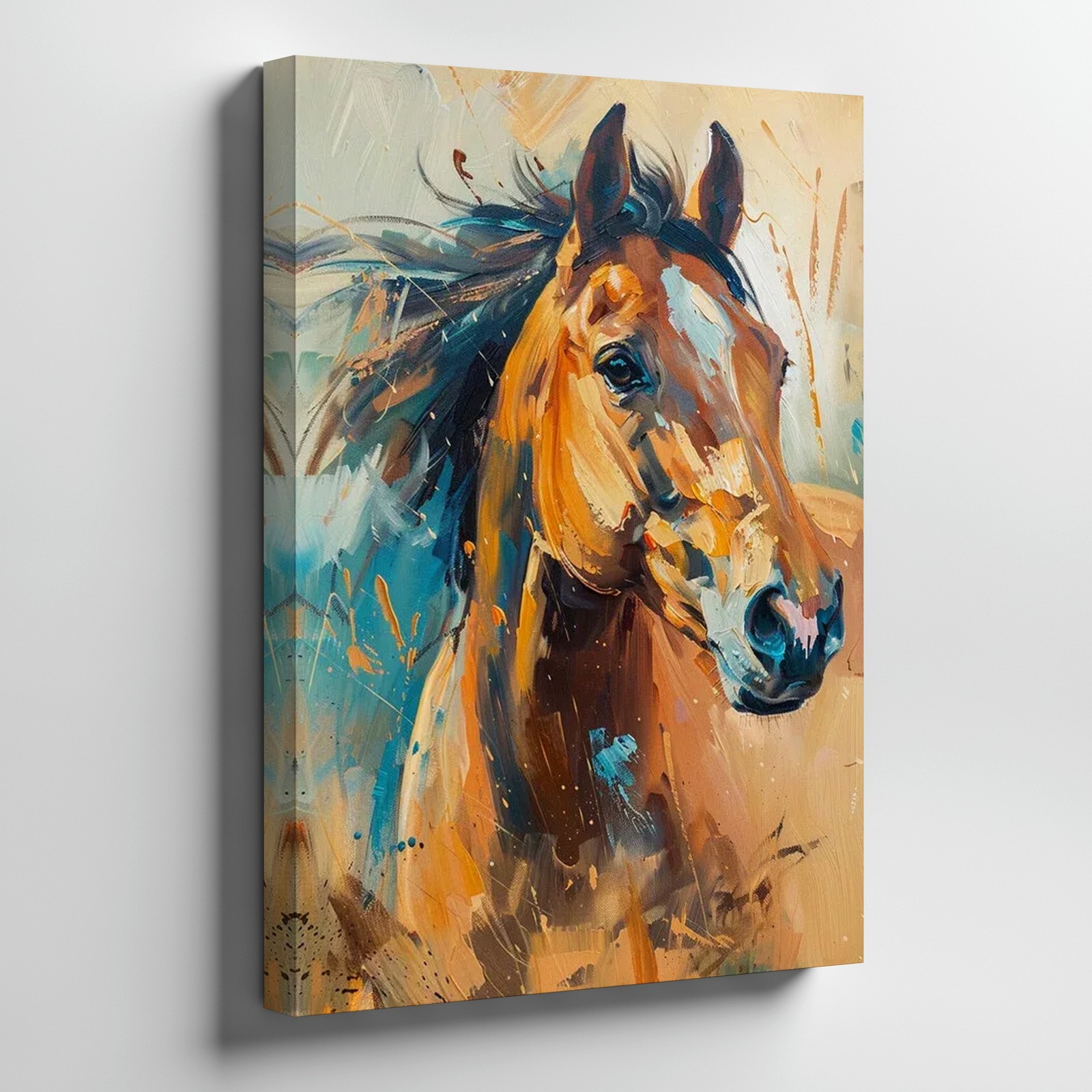 Abstract Brown Horse Canvas Wall Art Modern Animal Painting For Living Room