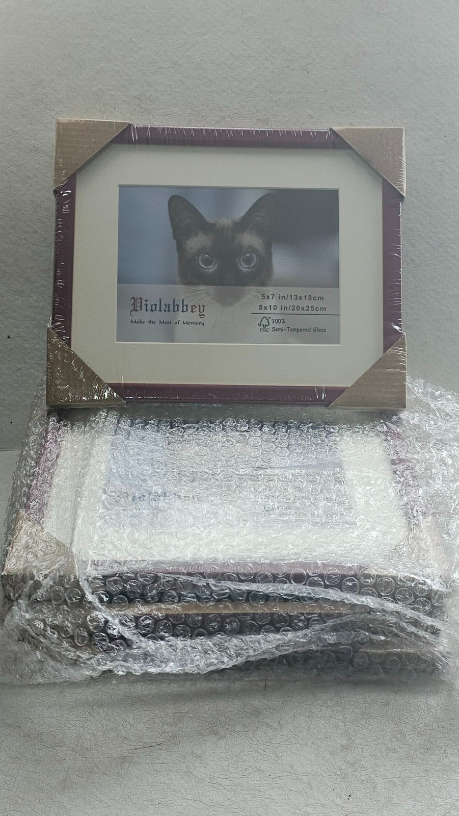 Set of 4 New 5×7 / 8×10 Burgundy Wood Photo Frames Semi-Tempered Glass