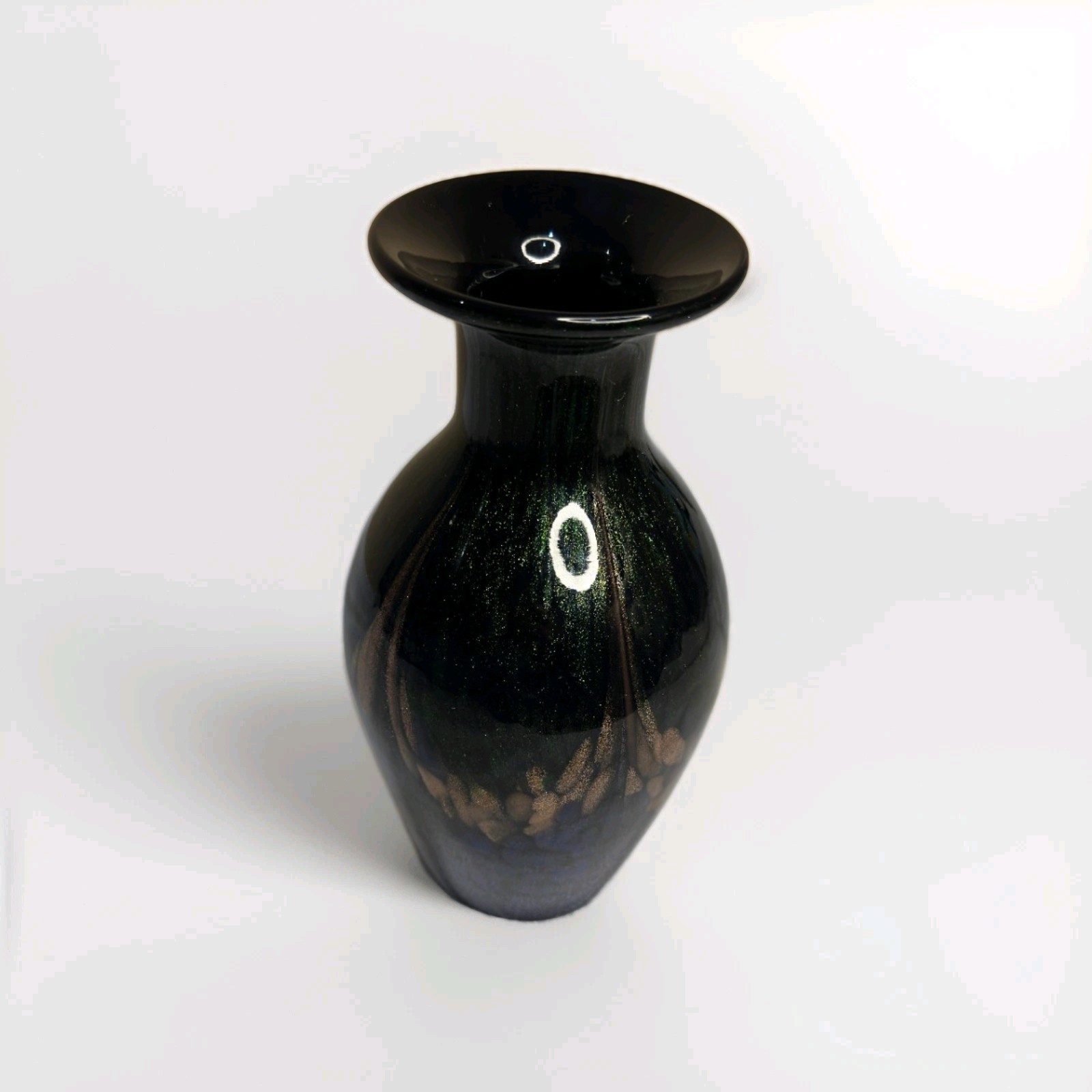 Black Art Glass Vase Metallic Speckle Modern Decorative Home Decor