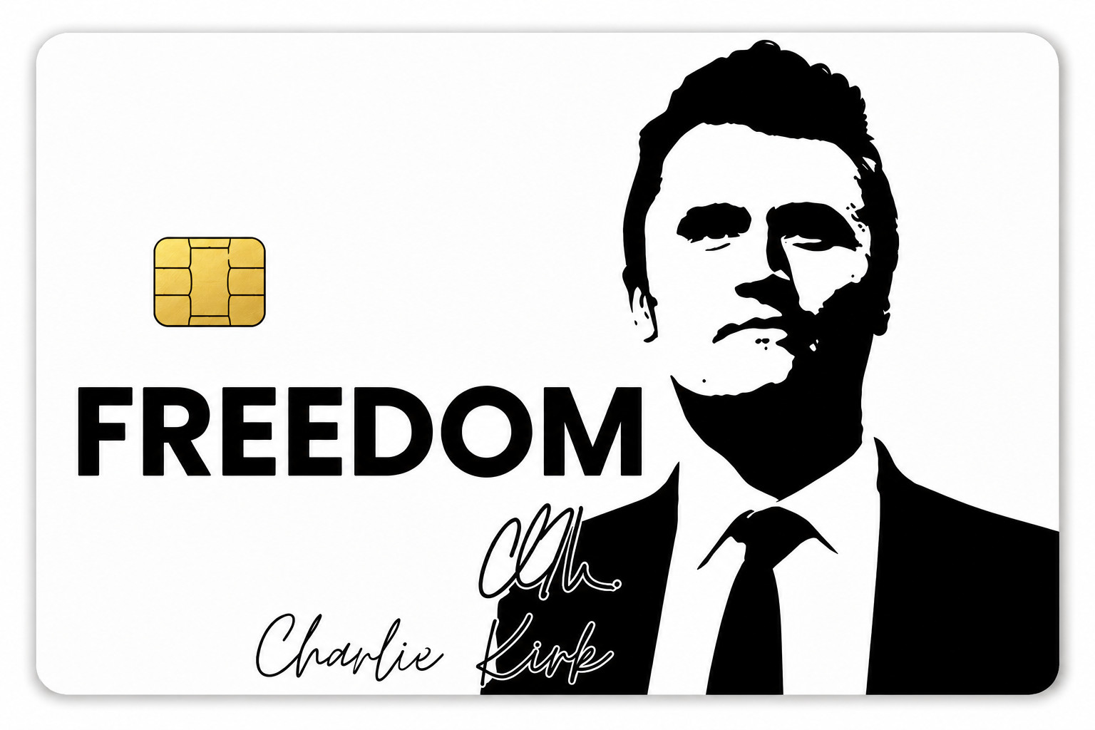 Charlie Kirk « Freedom » Credit Card Vinyl Skin – Premium Quality Die-cut Decal