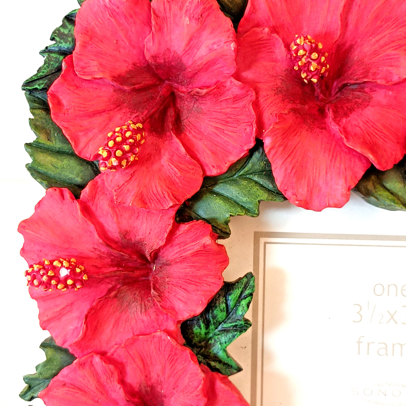 Sonoma 3D Red Hibiscus Floral Photo Frame Hawaiian Tropical Garden 3.5&Prime; Opening