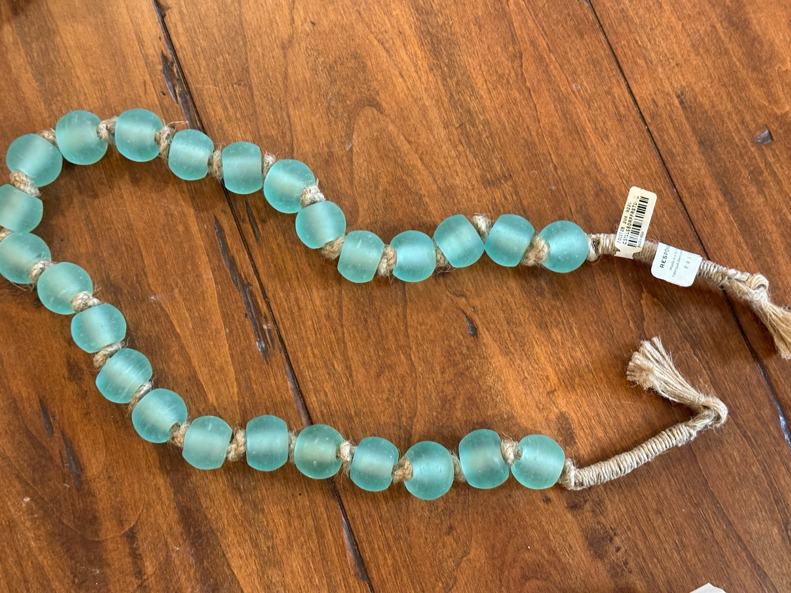Pottery Barn Cast Glass Beaded Rope Strand Sea Glass 26&Prime; New with tags