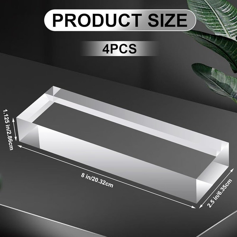 Clear Acrylic Display Blocks Custom Projects Office Home Decor 4 Pieces New