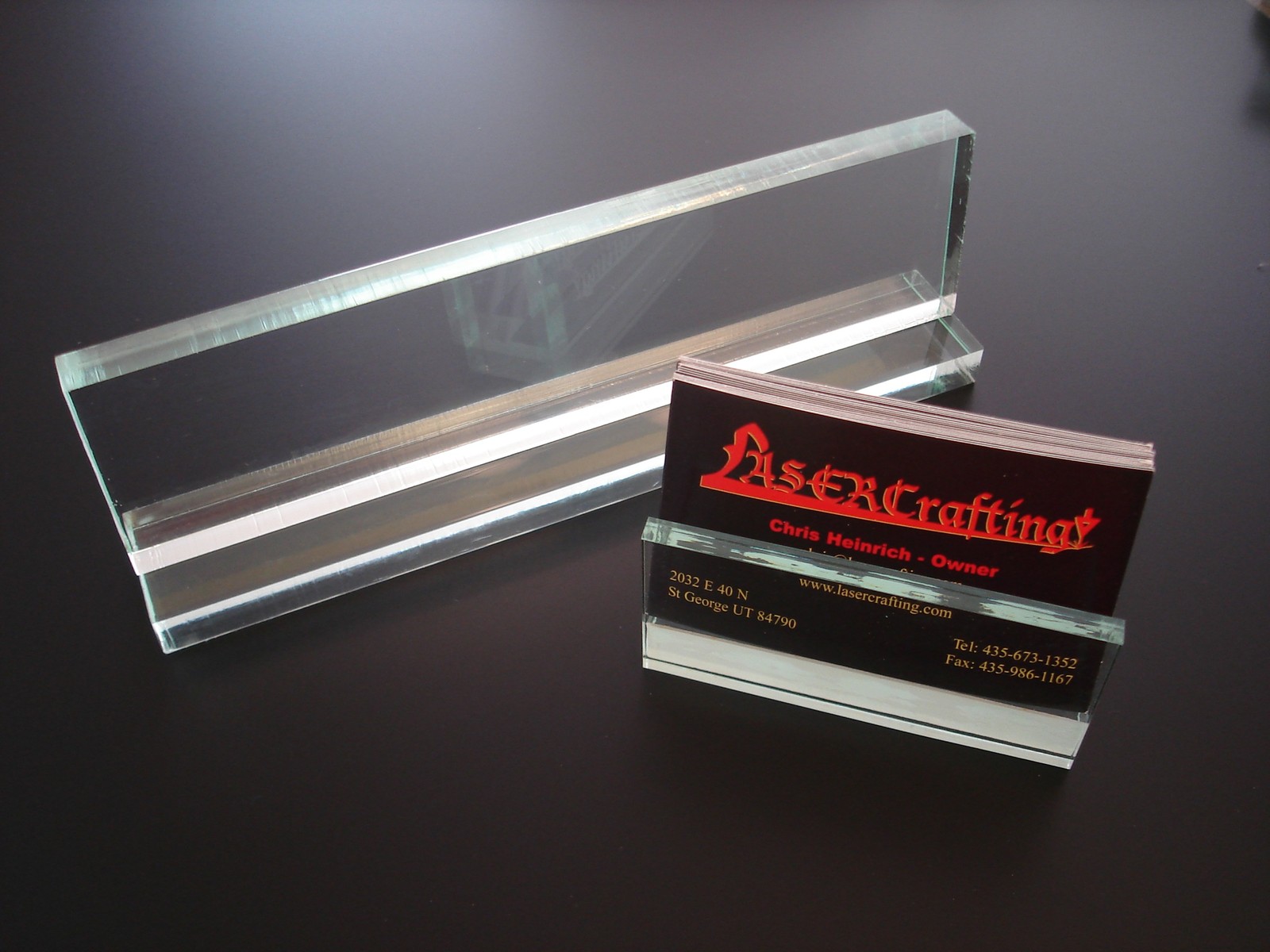 DESK NAME PLATE Personalized – Glass Colored Acrylic – Customized Laser Engraved