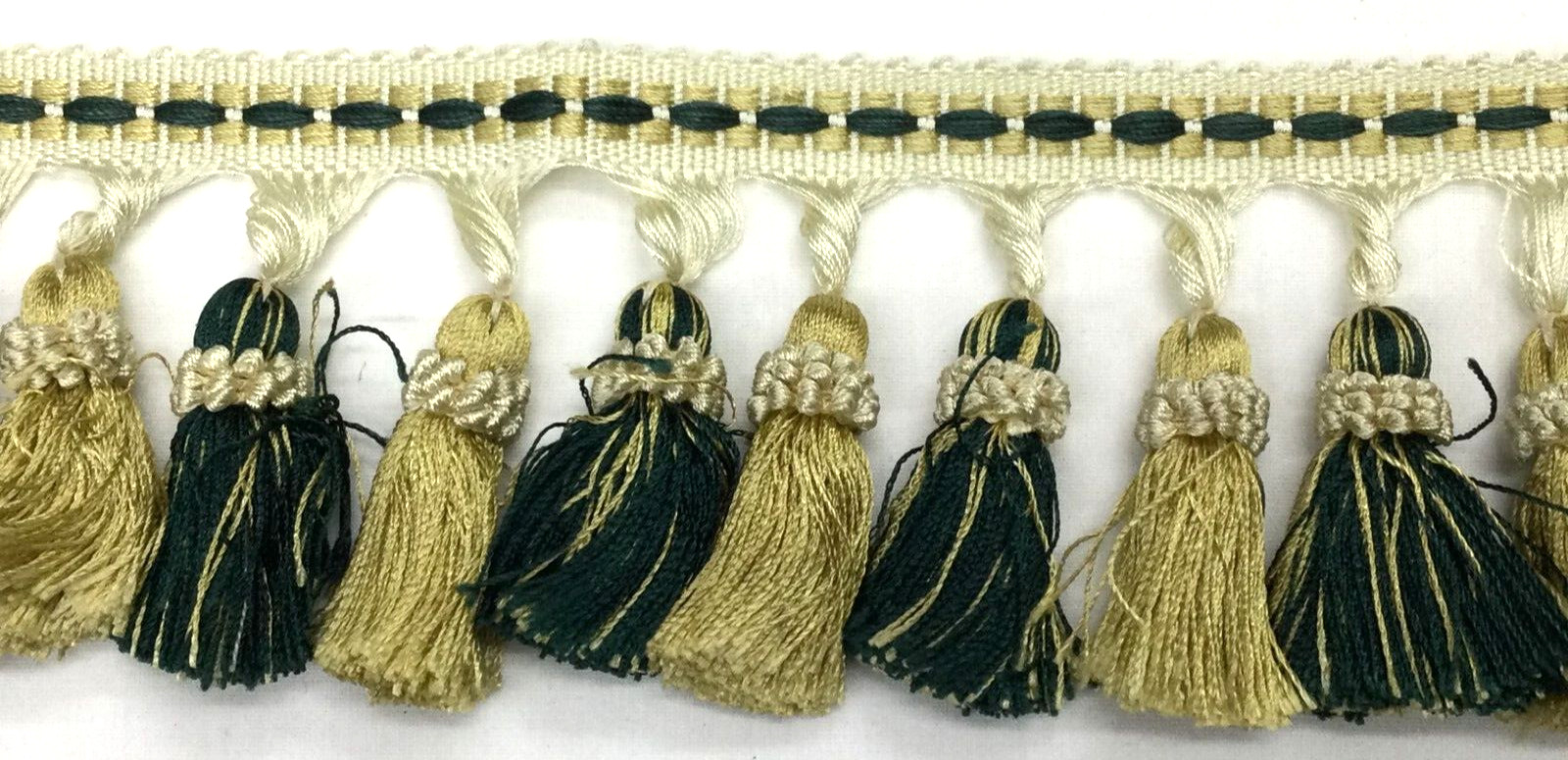 Tassel Fringe Trim 3.5&Prime; for Drapery Curtains Upholstery Pillows / Green & Gold