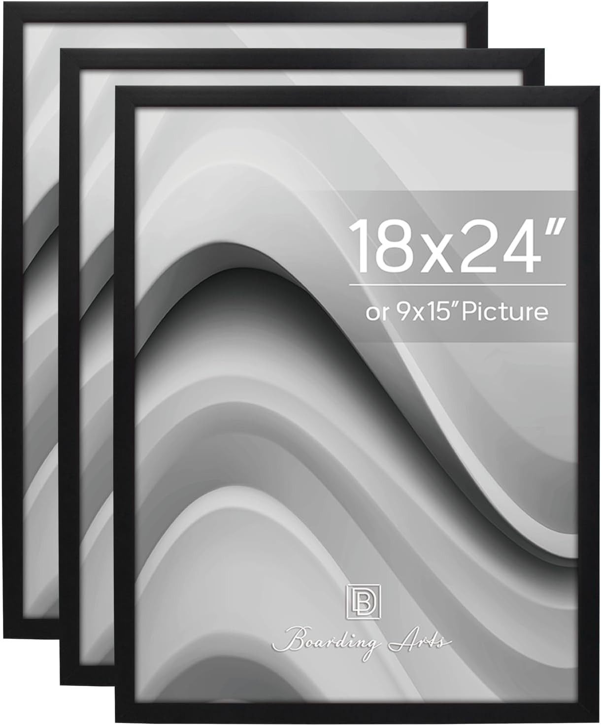 Set of 3 Black 18×24 Poster Frames for Vertical or Horizontal Display