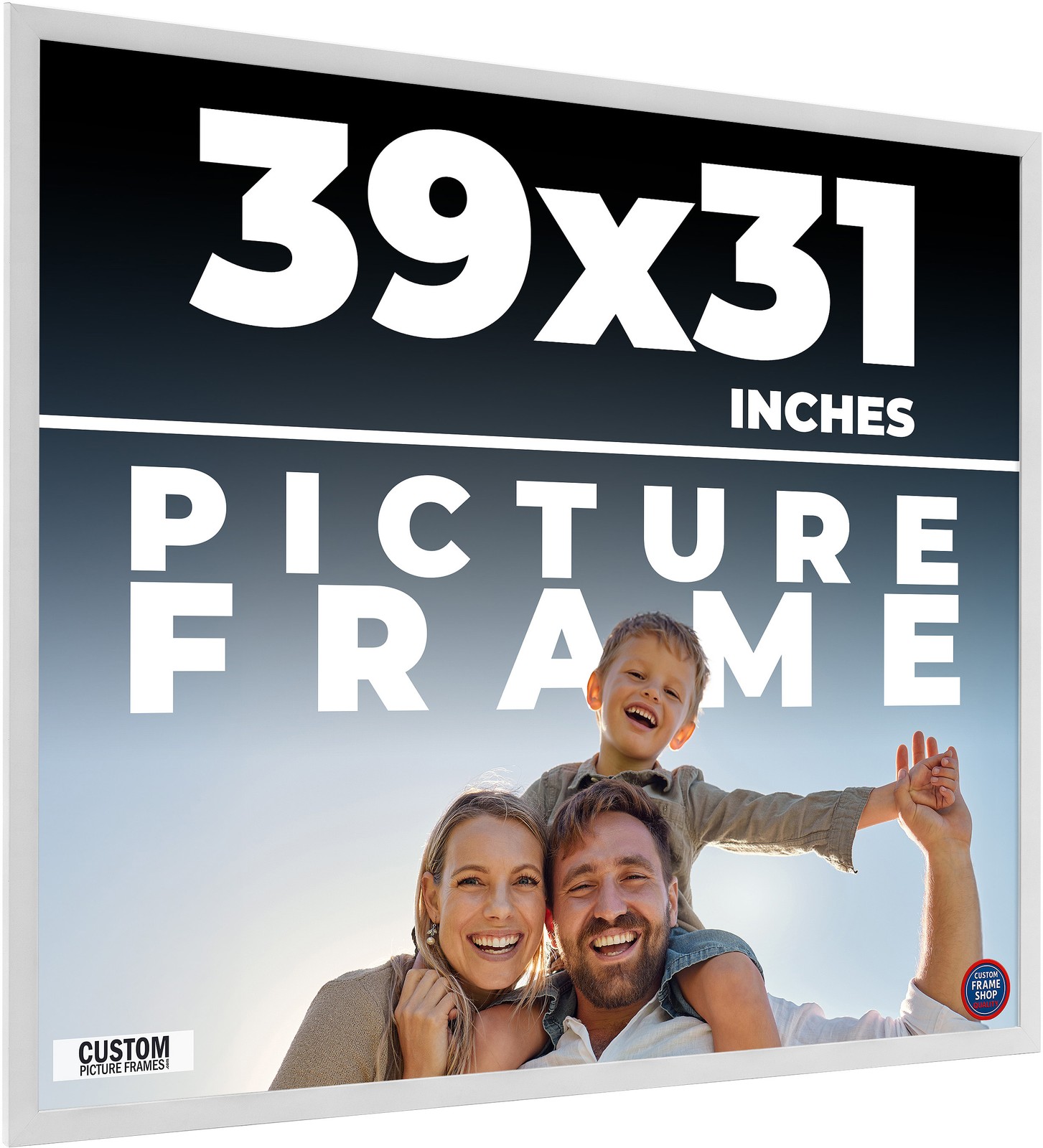 39×31 Frame White Real Wood Picture Frame Width 0.75 inches | Interior Frame Dep