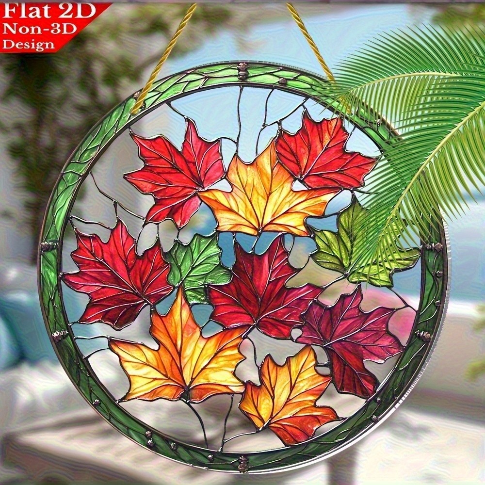 Bohemian Maple Leaf Suncatchers-8 « X8 » Acrylic Autumn Decor with Fallen Leaves