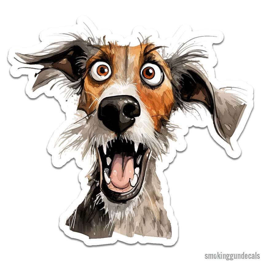 Scared Dog Big Eyes, Vinyl Decal Sticker, Indoor Outdoor, 3 Sizes, #12528