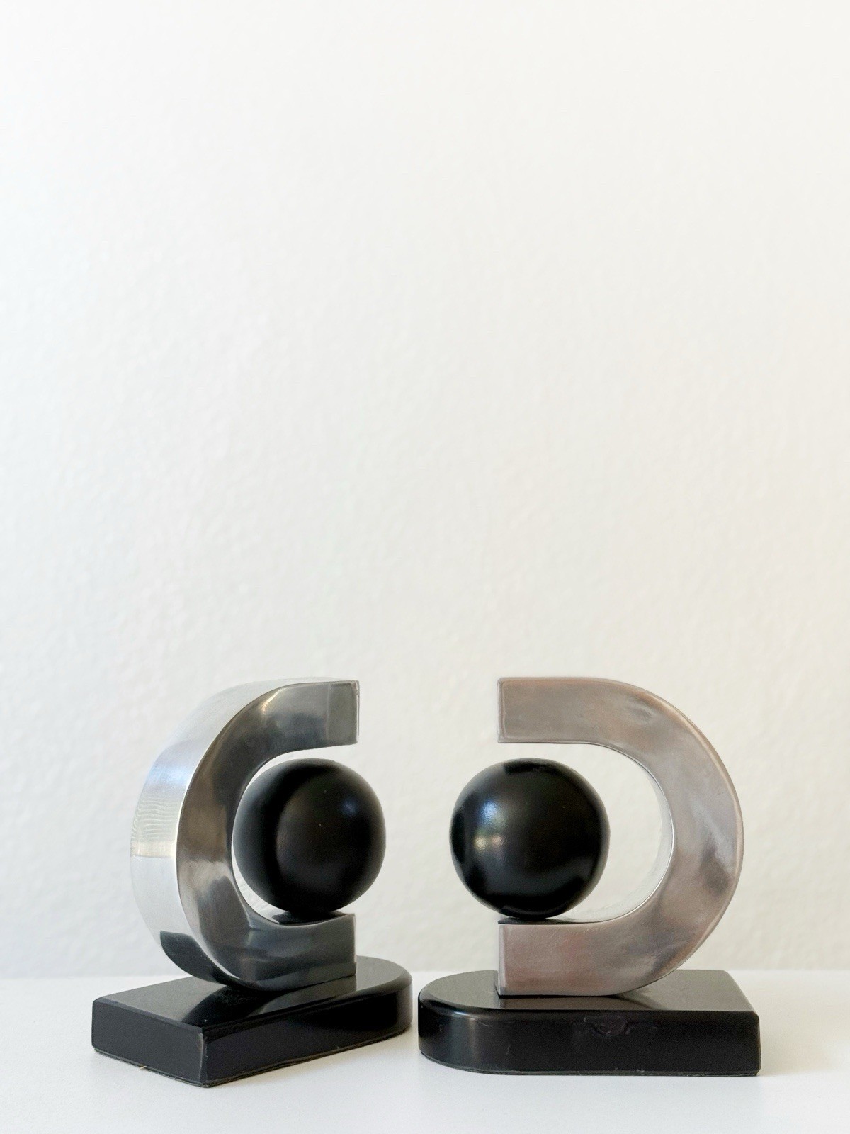 Donald Trump Home 2008 Bookends: Black Ball Orb Sculpture