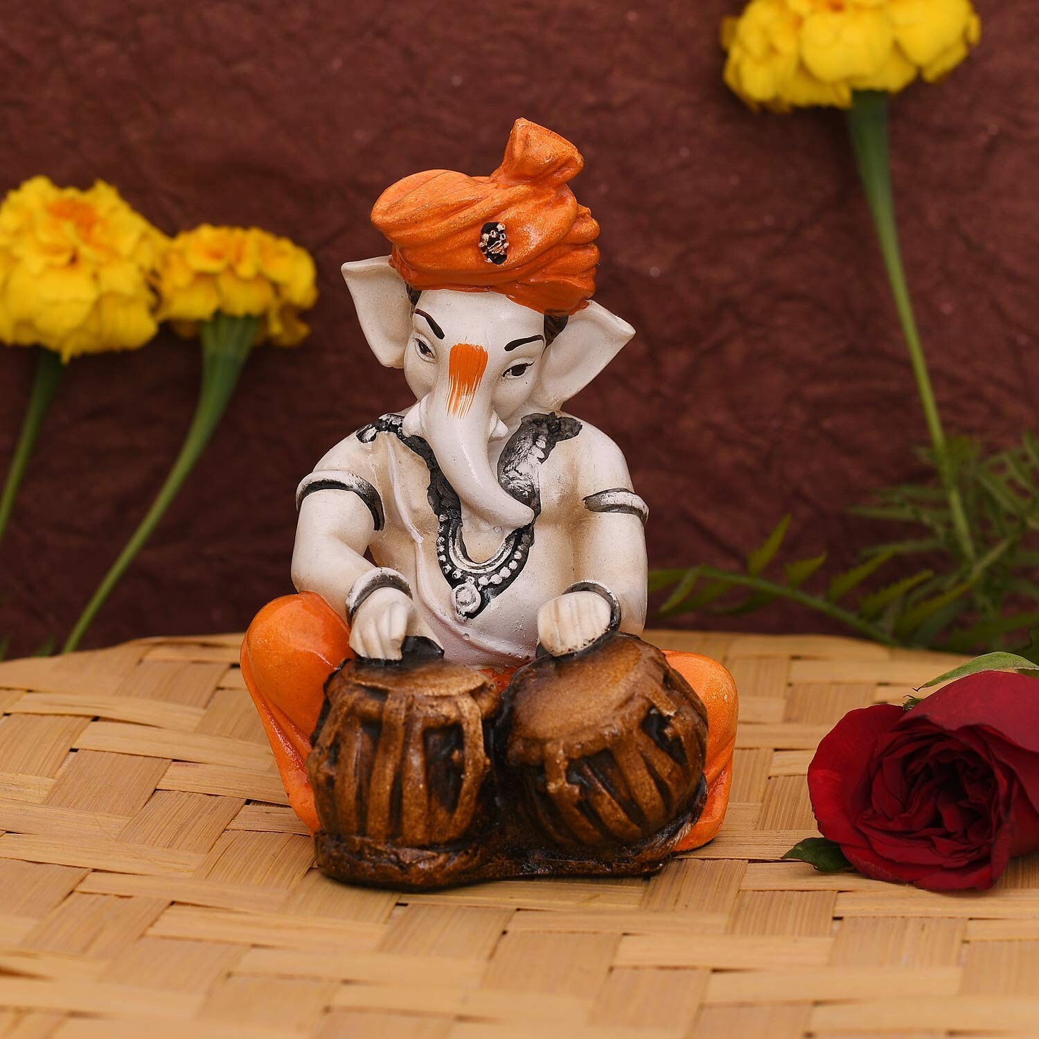 Hindu Lord Musical Ganesh Ganpati Idol for Home Temple Mandir Office Desk Living