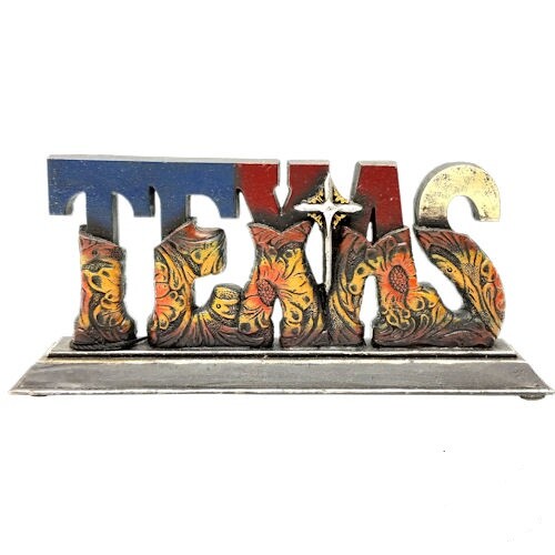 Texas with Cross Desktop 2 3/4 x 5 3/4inch Rustic New Decor Polyresin