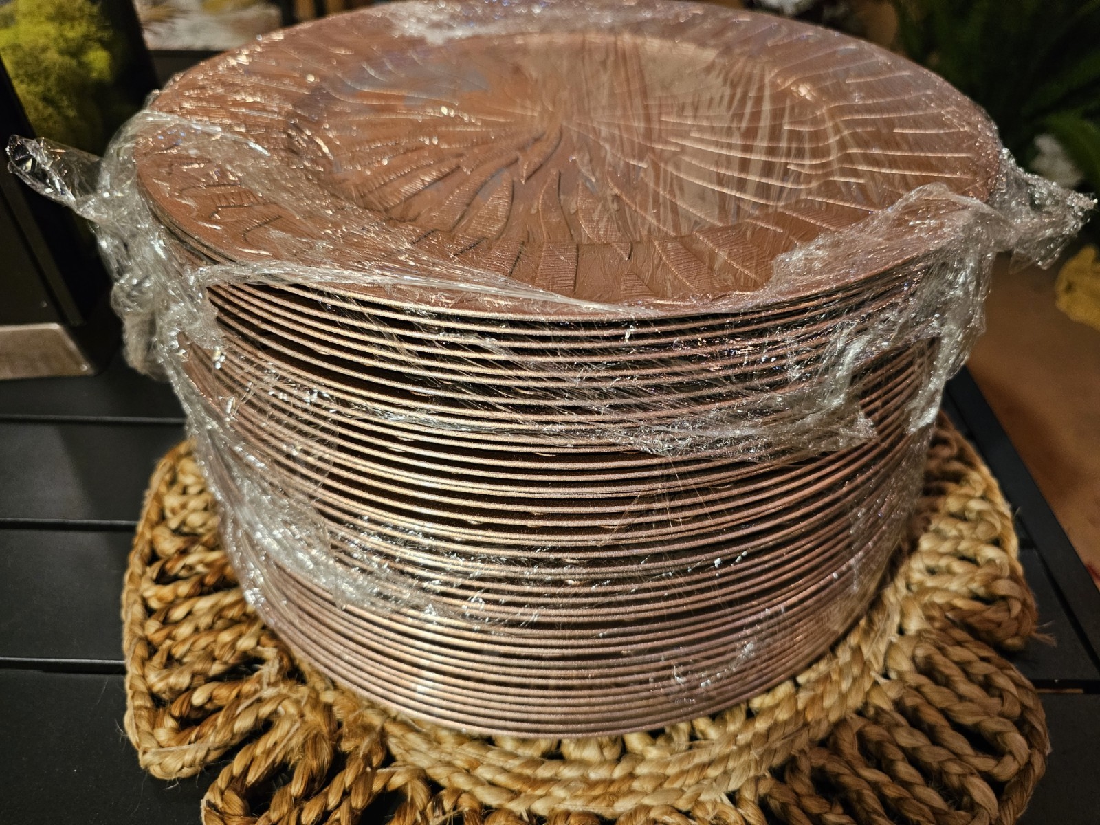 Round 13&Prime;Plates Centerpieces for Weddings Parties Plates Decor Brown. 36 Pcs