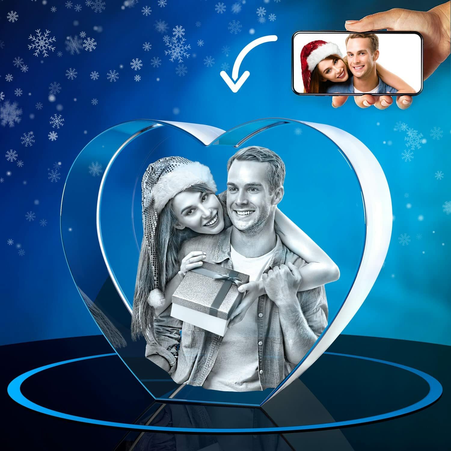 ArtPix 3D Crystal Photo, Personalized Christmas Gifts With Your Photo (Heart)