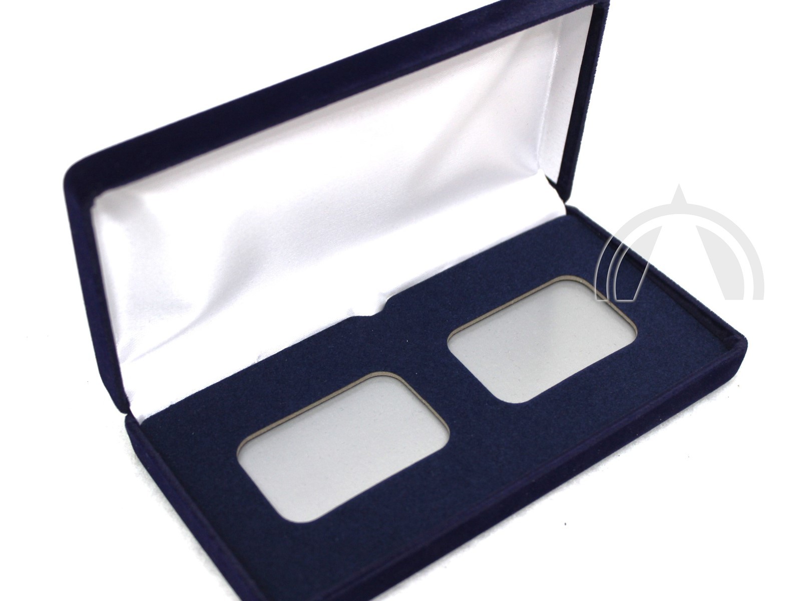 BLUE VELVET BOX for 2 1oz Silver Bars in Airtite Capsule Holders HORIZONTAL