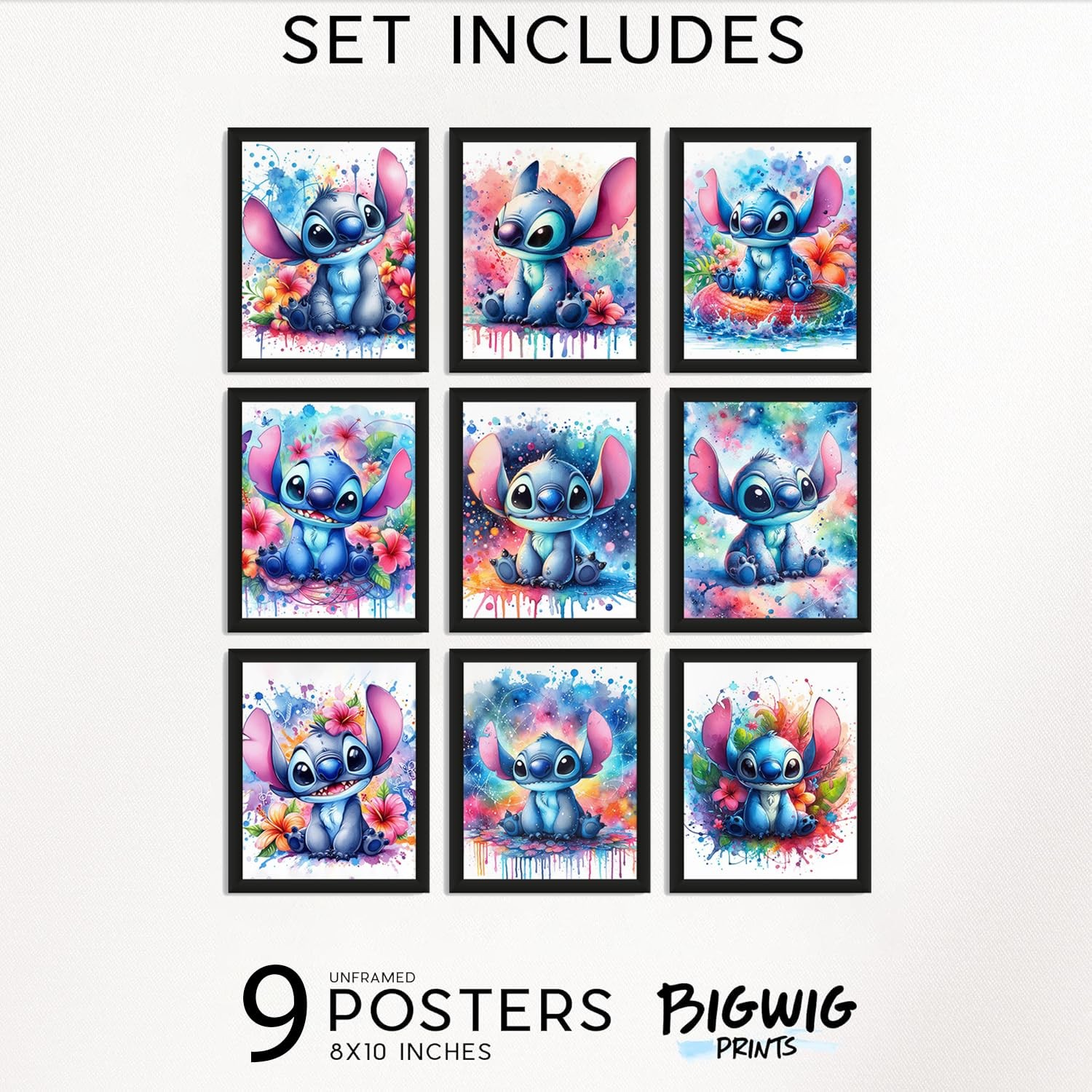 Stitch Posters – Lilo and Stitch Wall Decor, Nursery Watercolor Art Prints, K…