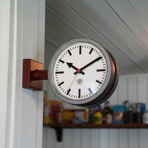 Dulton Double Face Clock 170D2 Matte Brick Raw Two Sided Wall Clock YR-0643MBC