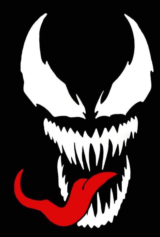 Venom with Red Tongue 8&Prime; White Vinyl Decals Vehicle windows Door Bumper Tumbler