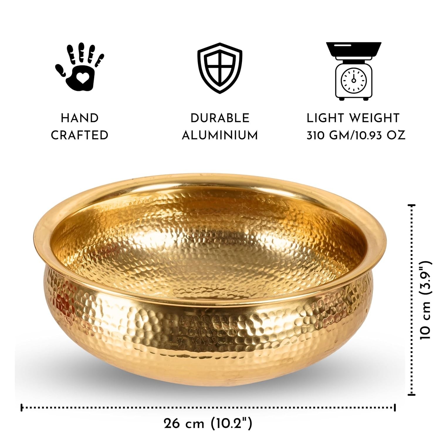 Golden Hammered Aluminium Potpourri Bowl Decorative Urli Bowl For All Occasions