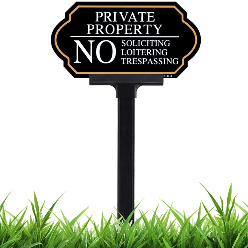 Private Property No Trespassing Sign with Stake, No Soliciting Sign for House…