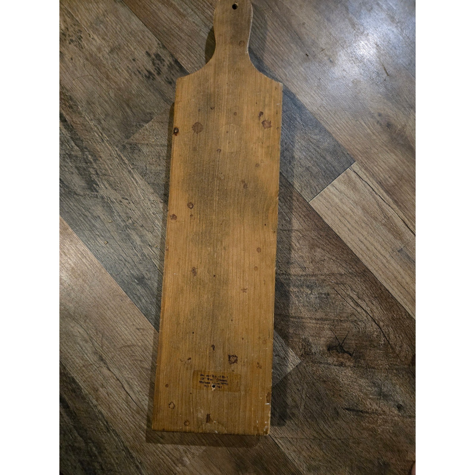 Vintage Wood Paddle Welcome Sign Floral Mosaic Flower Lettering Rustic Folk Art