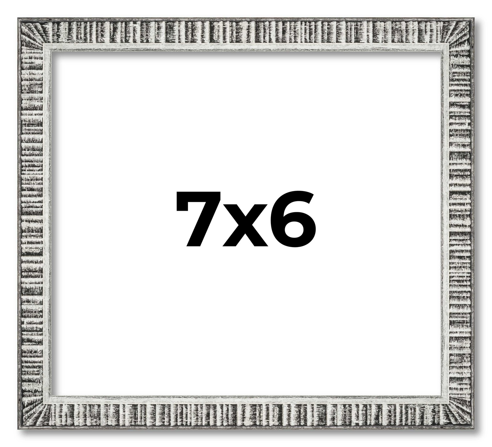 7×6 Frame Silver Grey Distressed Solid Wood Picture Frame | 0.75 Inch Moulding W