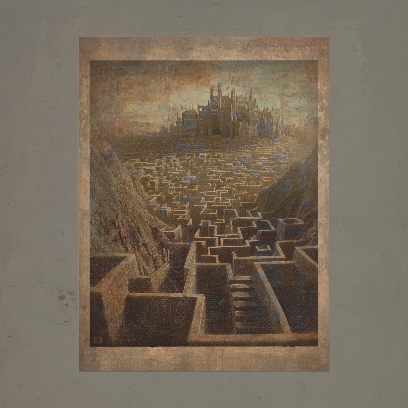 Vintage LABYRINTH Movie Wall Art, Goblin City Castle Poster, Fantasy Bowie Decor