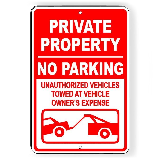 Private Property No Parking Vehicles Towed Metal Sign Or Decal 6 SIZES SP006