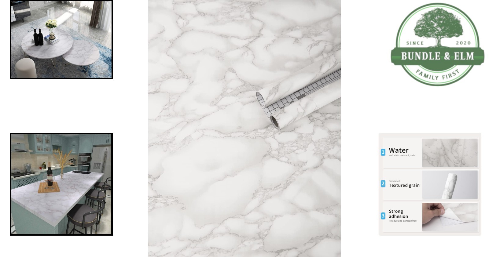 Self-Adhesive Gray Marble Wallpaper Roll 15.8&Prime; x 120&Prime; for Easy Installation