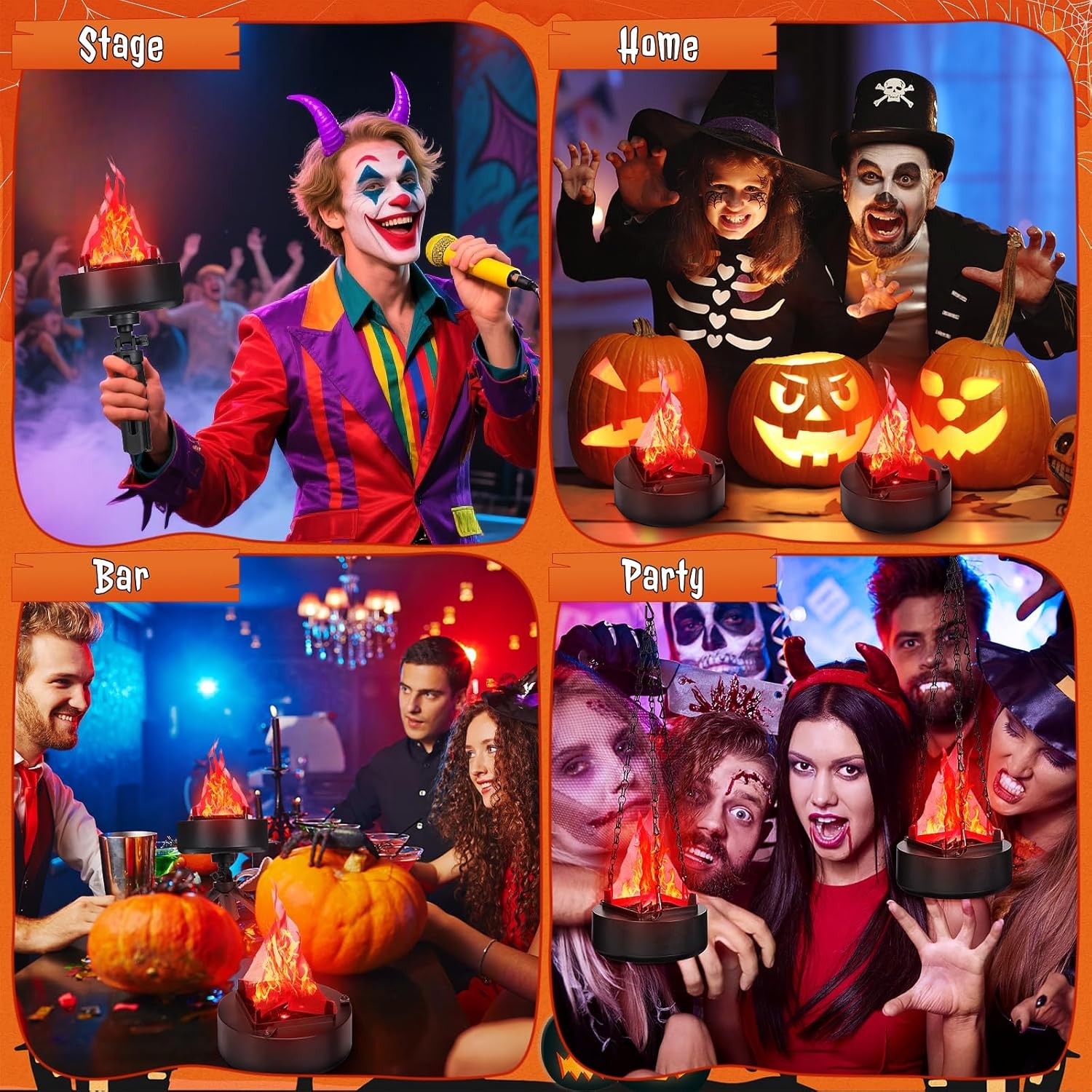 Electric Fake Fire Flame Light 3D Campfire Lamp Halloween Christmas Party Decor.