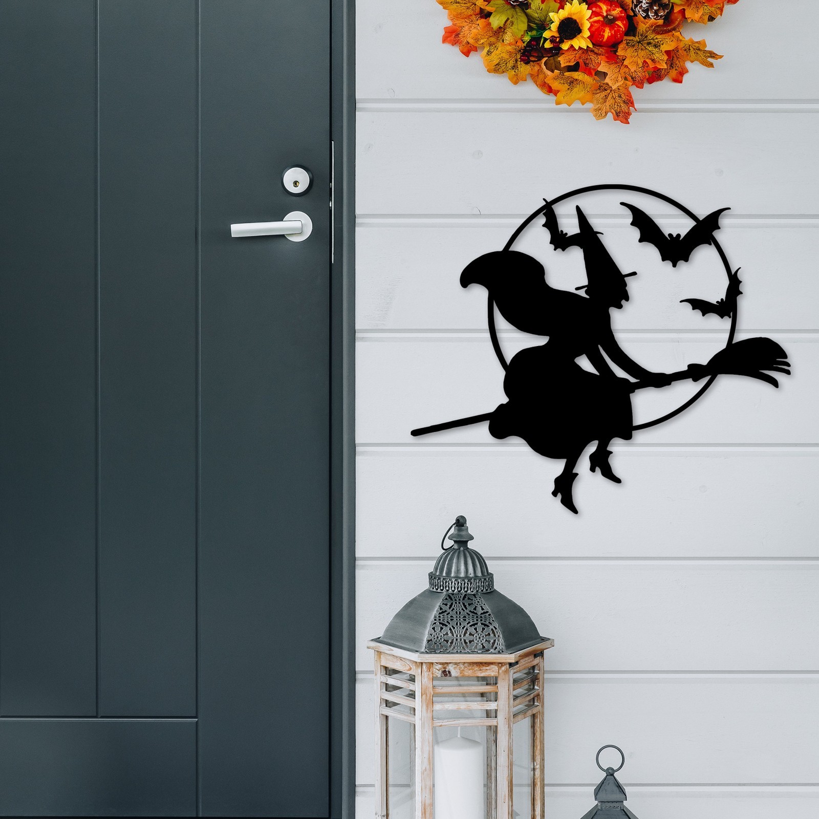 Witch Metal Wall Art: Halloween Silhouette Sign