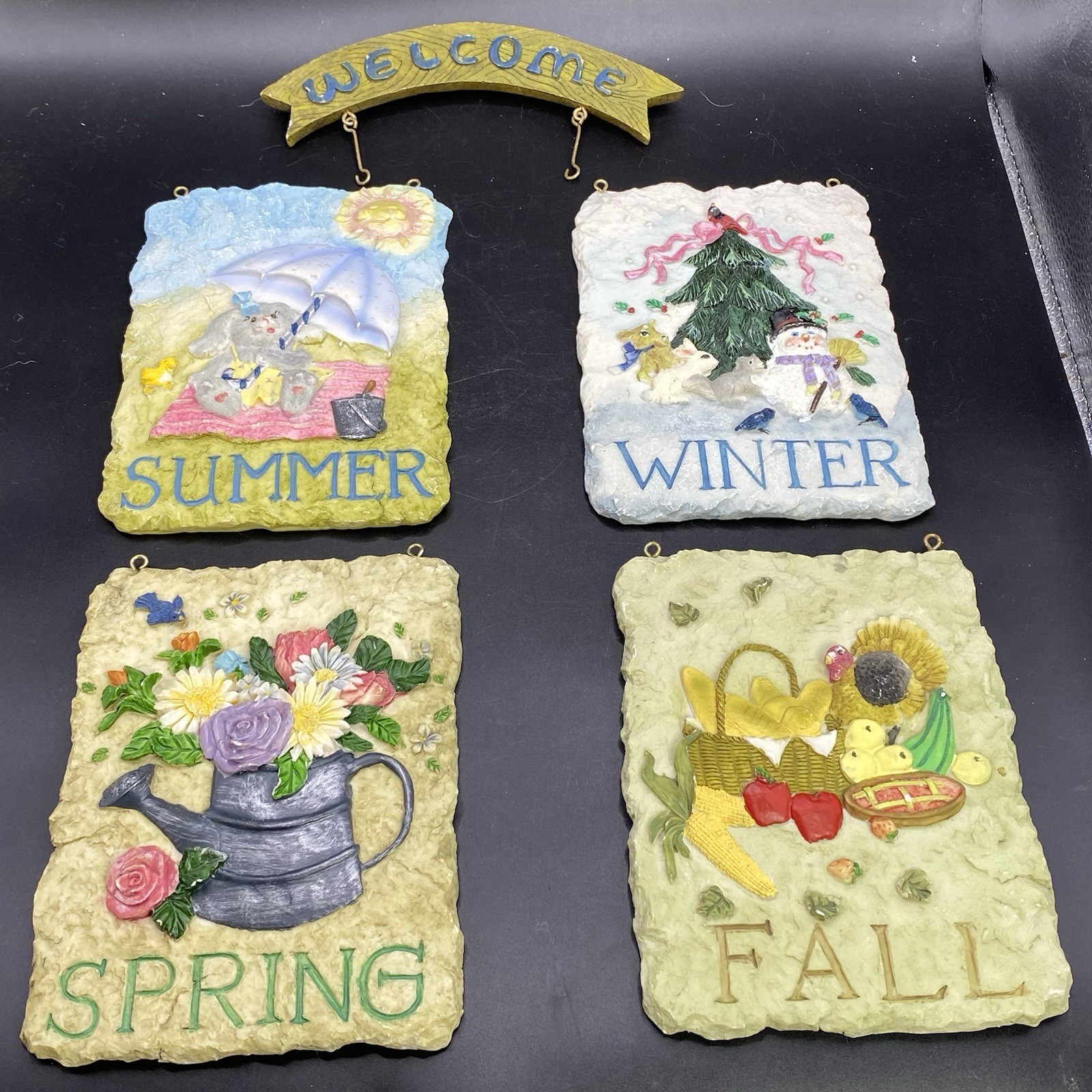 Vintage Interchanging Four Seasons Welcome Sign Wall Plaques