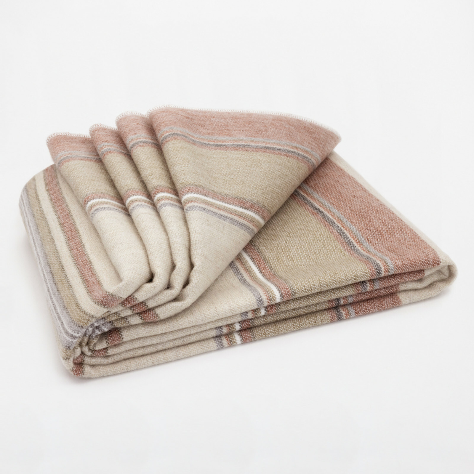 SOFT & WARM STRIPED ALPACA LLAMA WOOL BLANKET QUEEN BED SOFA EARTH TONES