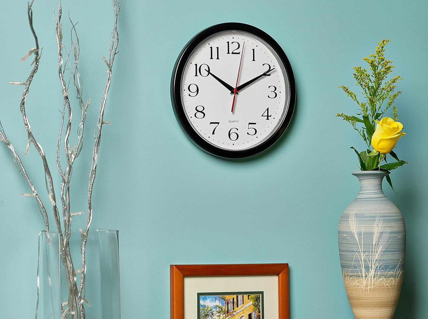 Silent Black Wall Clock – 10 Inch Quality Quartz, Non-Ticking Design