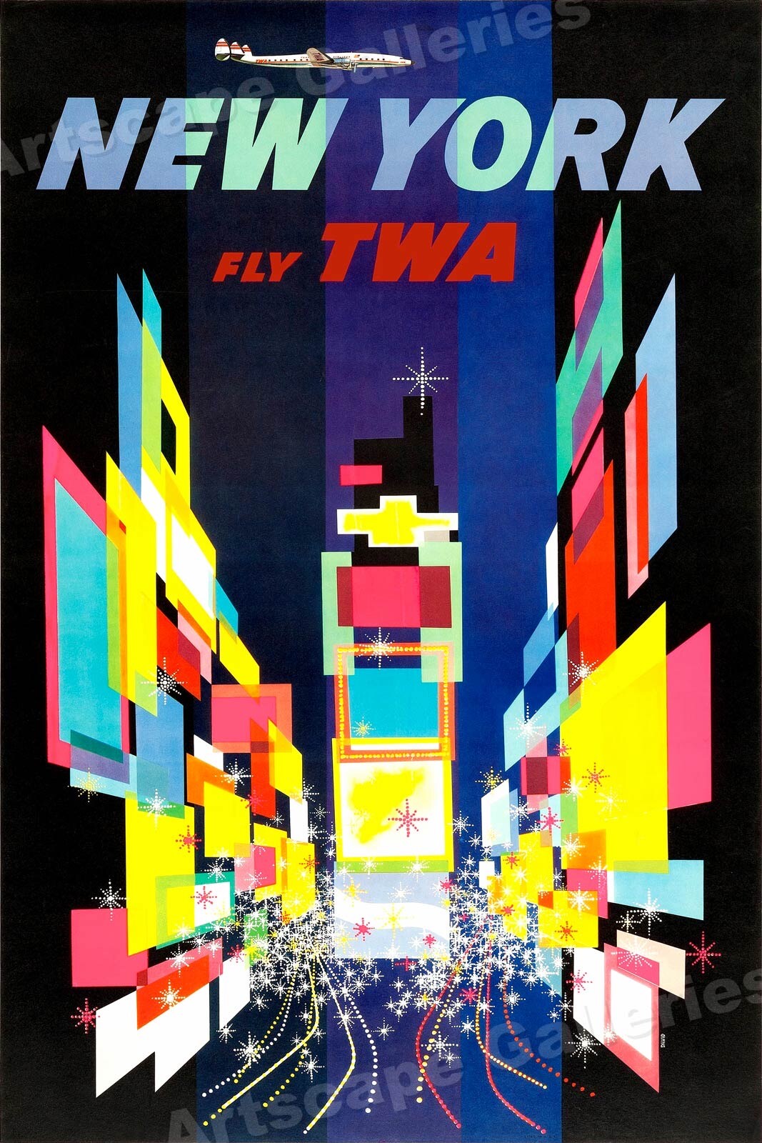 TWA Times Square NYC 1960s Vintage Style Travel Poster – 16×24