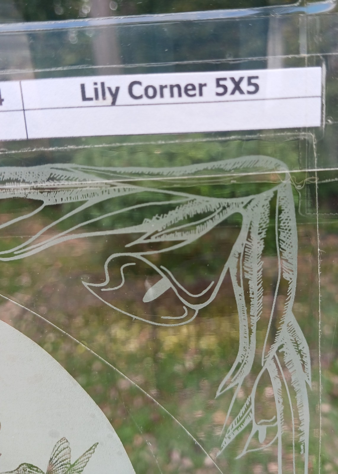 LILY Etched (Clear Back) Look Cling 5&Prime;X5&Prime; Corners Removable & Reusable 204