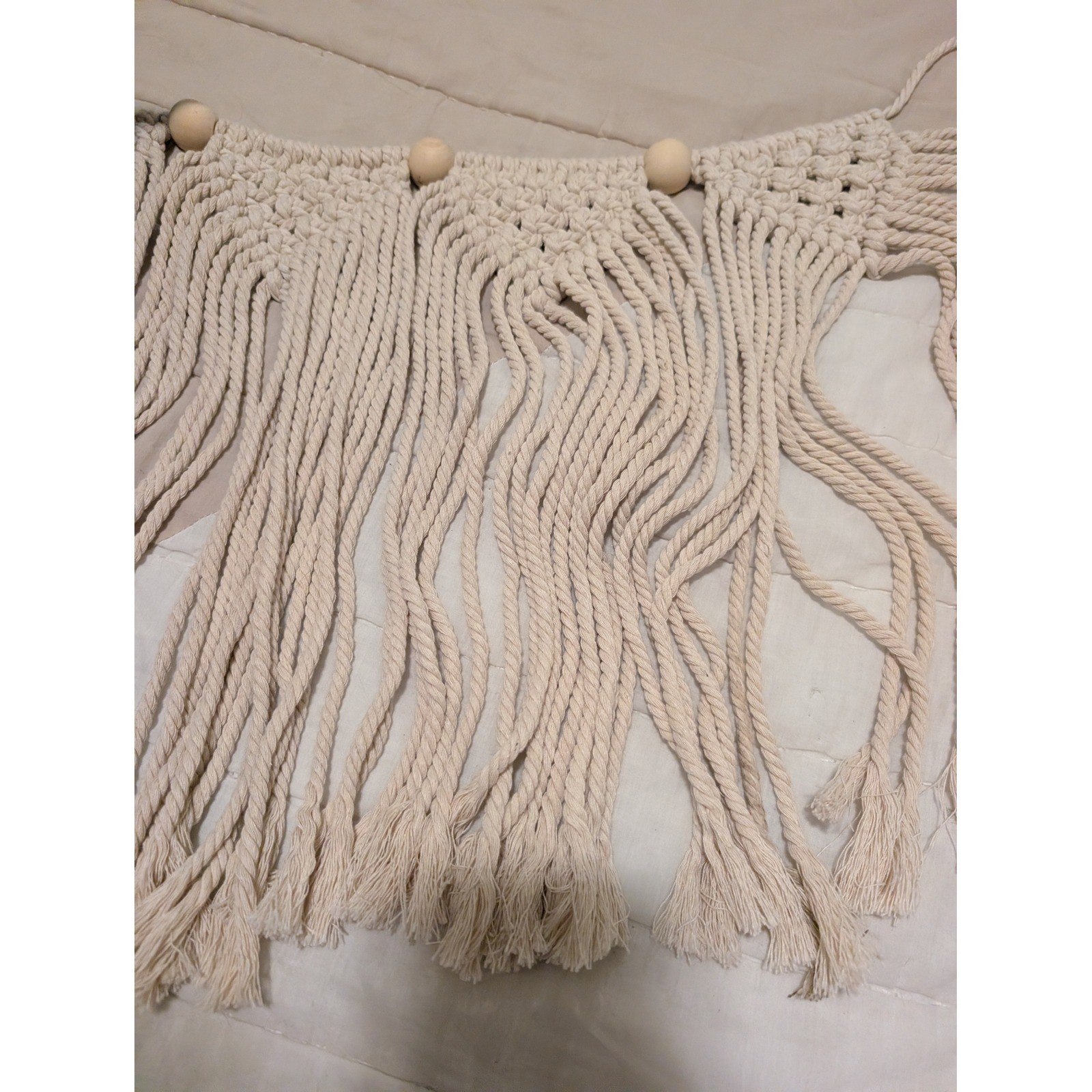 Macrame Banner Fringe Garland Wall Hanging Wood Bead Boho Nursery Party Decor