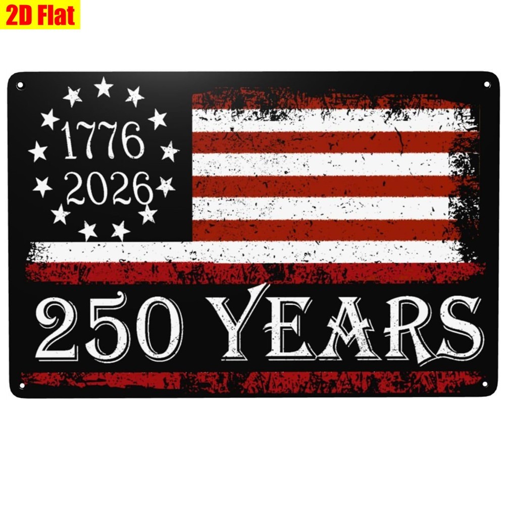 Vintage USA 250th Anniversary Metal Sign Patriotic Home Wall Art Decoration Gift