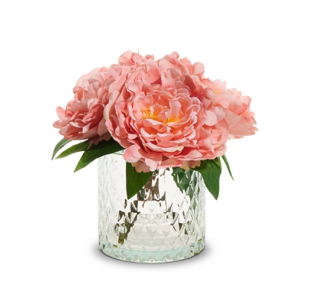 RAZ Imports 9.5&Prime; Peony Bouquet in Glass Vase (4509822)
