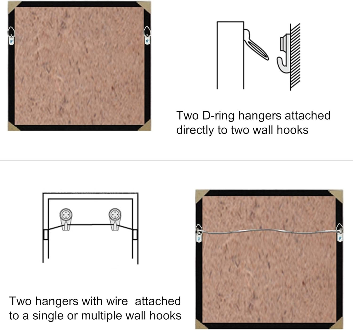 100 Pack Small D-Ring Steel Picture Hangers with Screws Picture Frames Picture H