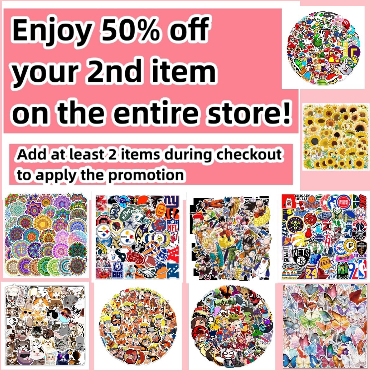50Pcs Stickers Peacock Peafowl Laptop Luggage Phone Skateboard Car Fridge Vinyl