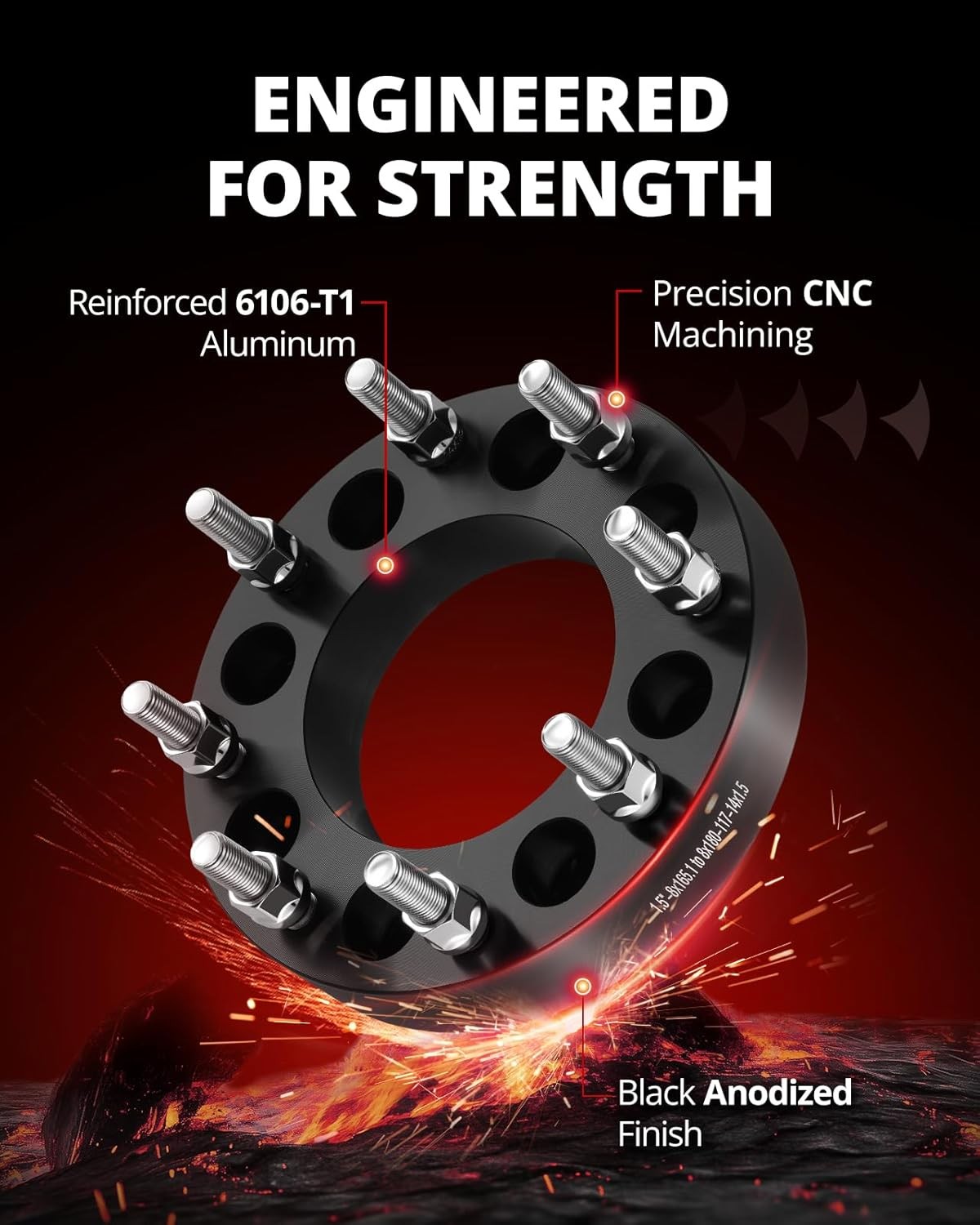 EVIL ENERGY 8×165.1 to 8×180 Wheel Adapters 1.5in 4pc M14x1.5 #R041